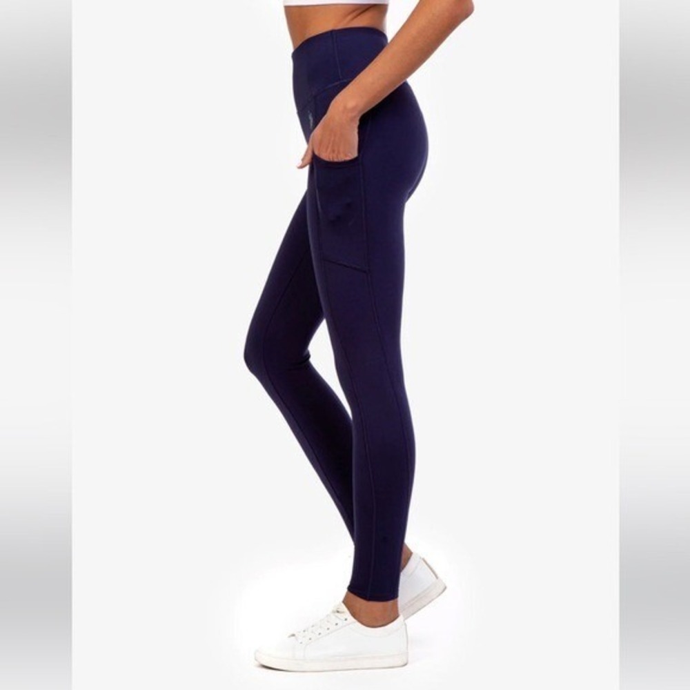 New Beverly Hills Polo Club Black High Waisted Sport Leggings w Pockets Sz M NWT